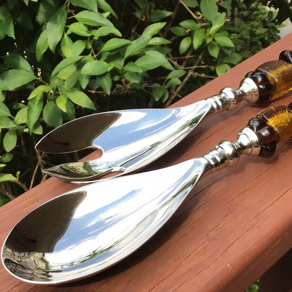 Serving Utensils Salad Server Spoon and Fork Set  Serveware Neutral  Stainless